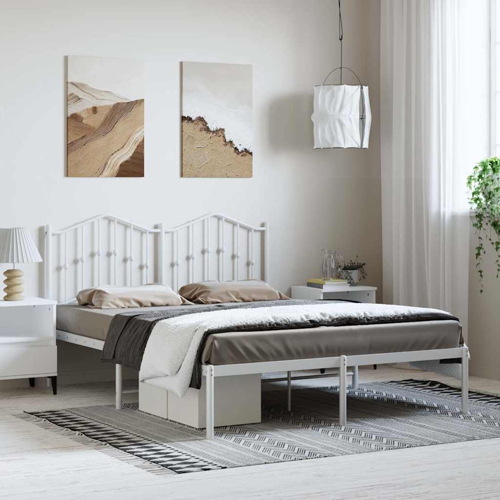 Sengeramme i metall med sengegavl hvit 150x200 cm vidaXL