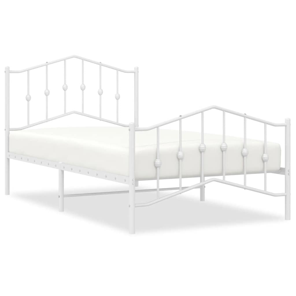 Sengeramme i metall med hode- og fotgavl hvit 100x190 cm