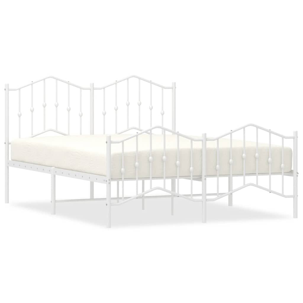 Sengeramme i metall med hode- og fotgavl hvit 135x190 cm