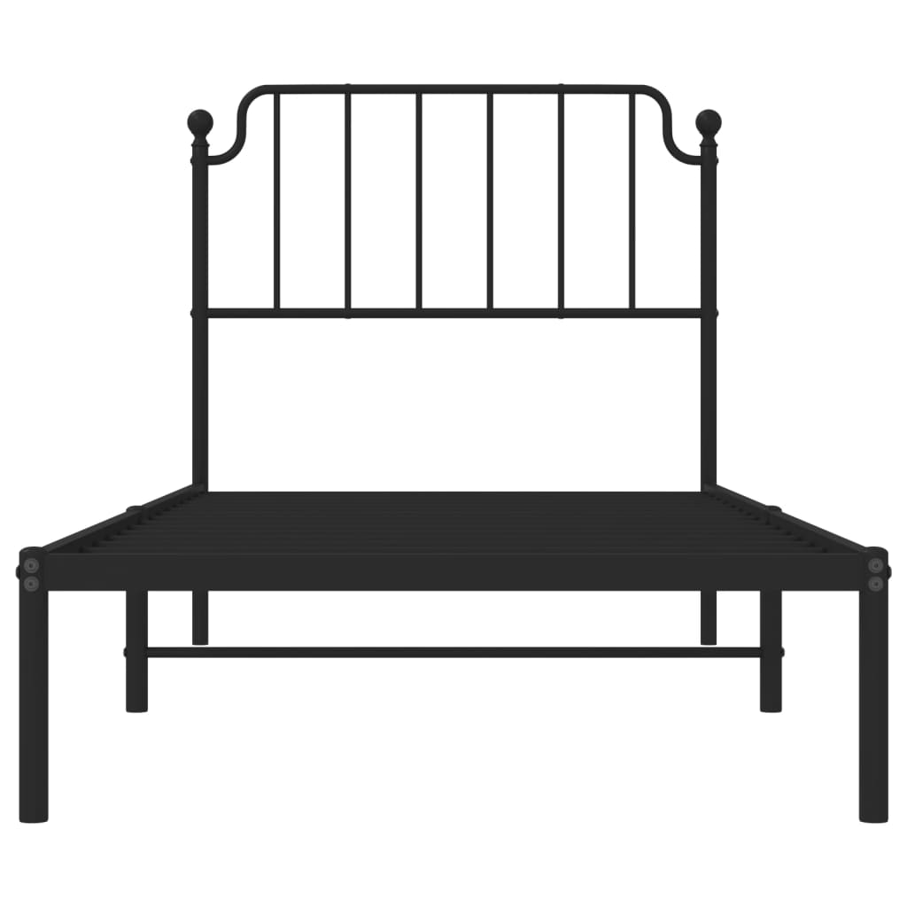 Sengeramme i metall med hodegavl svart 90x200 cm