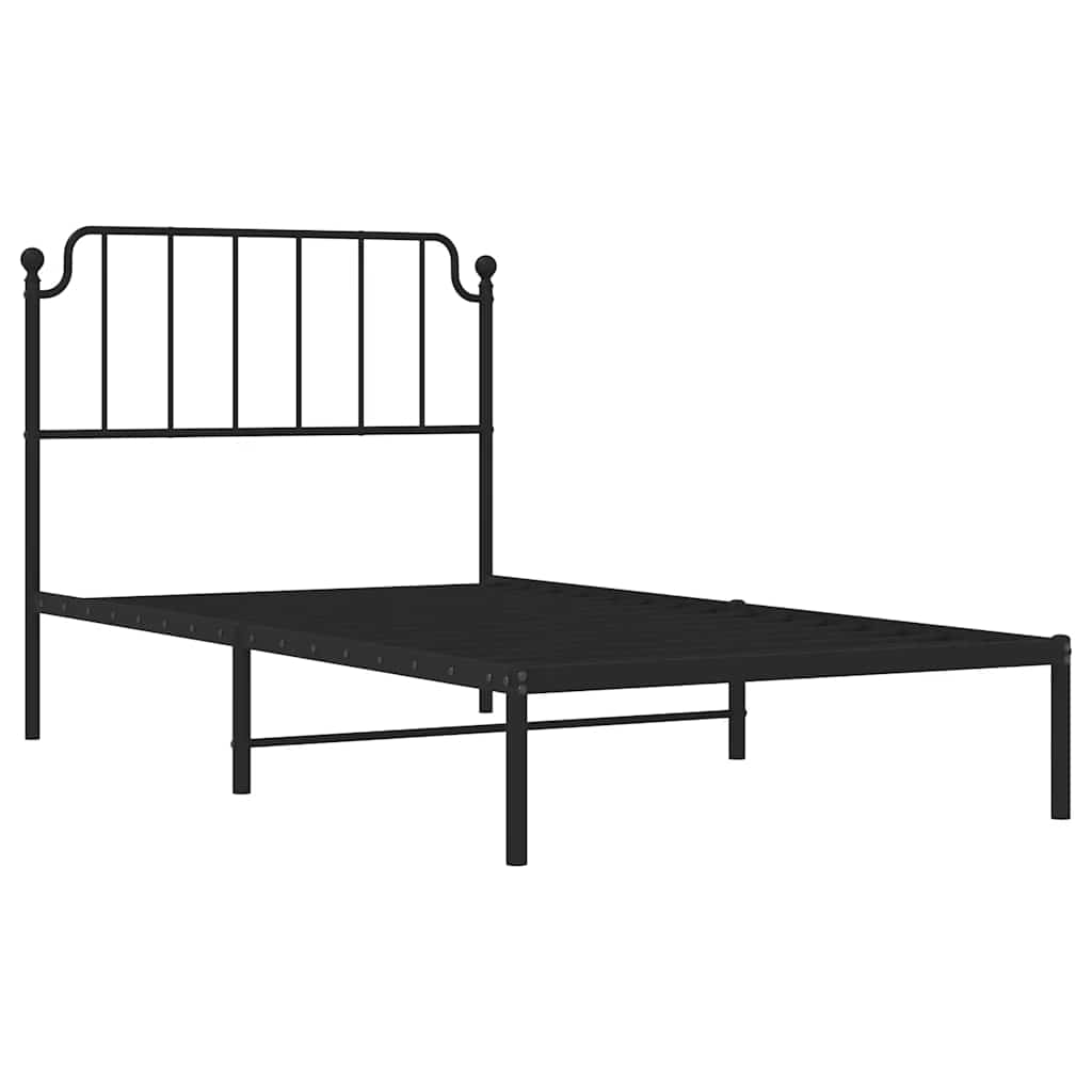 Sengeramme i metall med hodegavl svart 100x190 cm