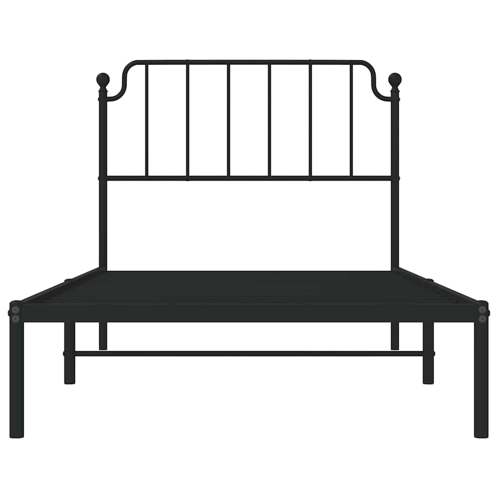Sengeramme i metall med hodegavl svart 100x190 cm