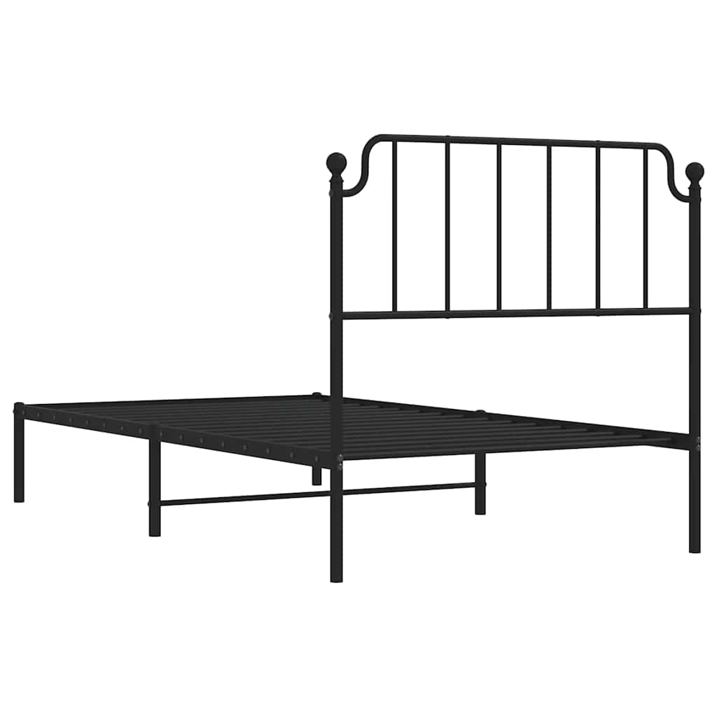 Sengeramme i metall med hodegavl svart 100x190 cm