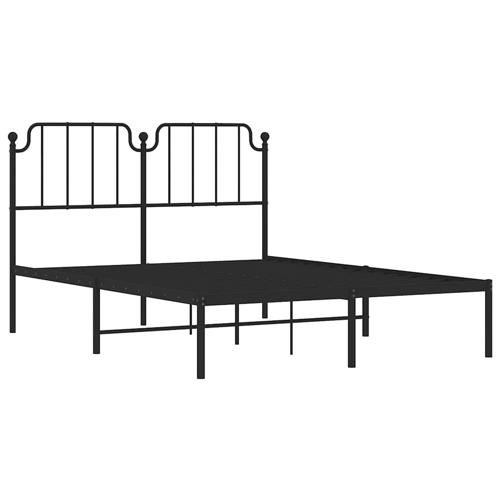 Sengeramme i metall med sengegavl svart 150x200 cm