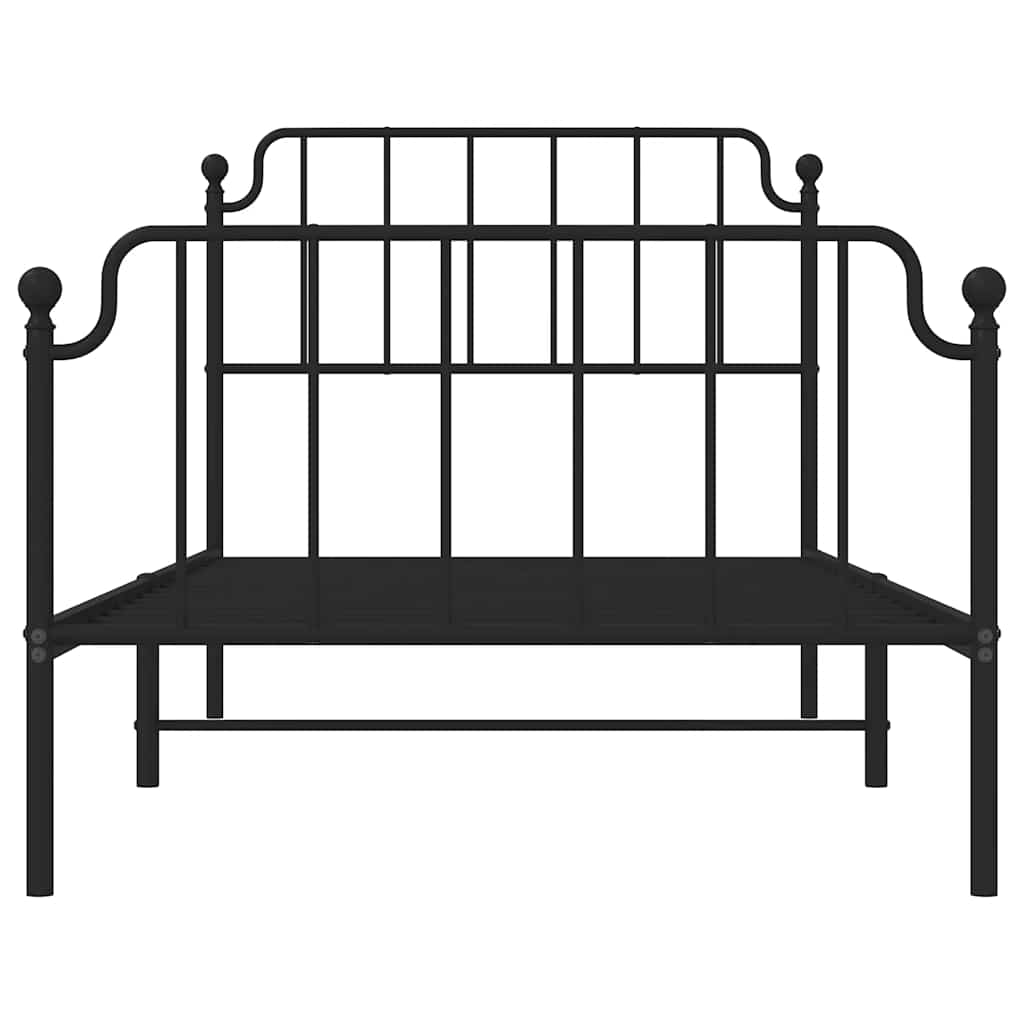 Sengeramme i metall med hode- og fotgavl svart 100x200 cm