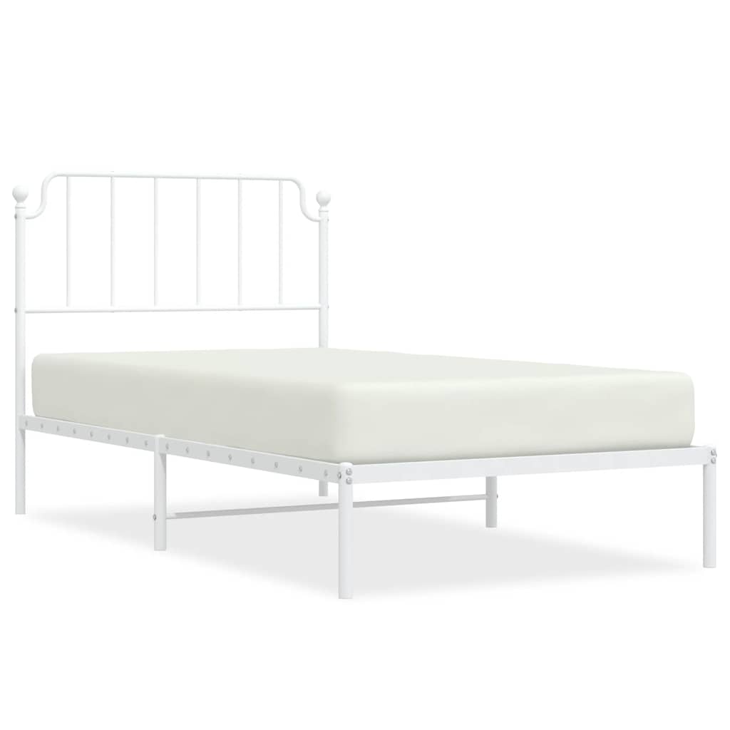 Sengeramme i metall med hodegavl hvit 100x190 cm