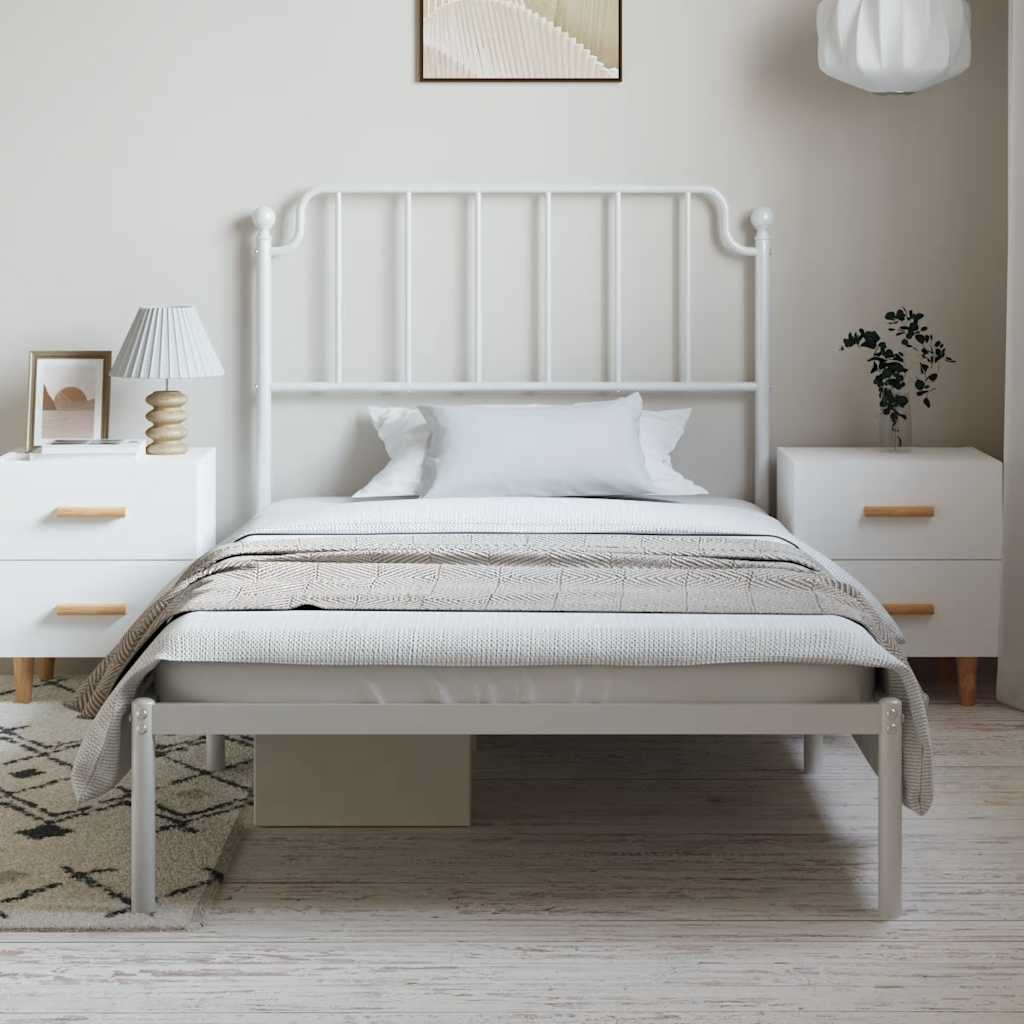 Sengeramme i metall med hodegavl hvit 100x190 cm