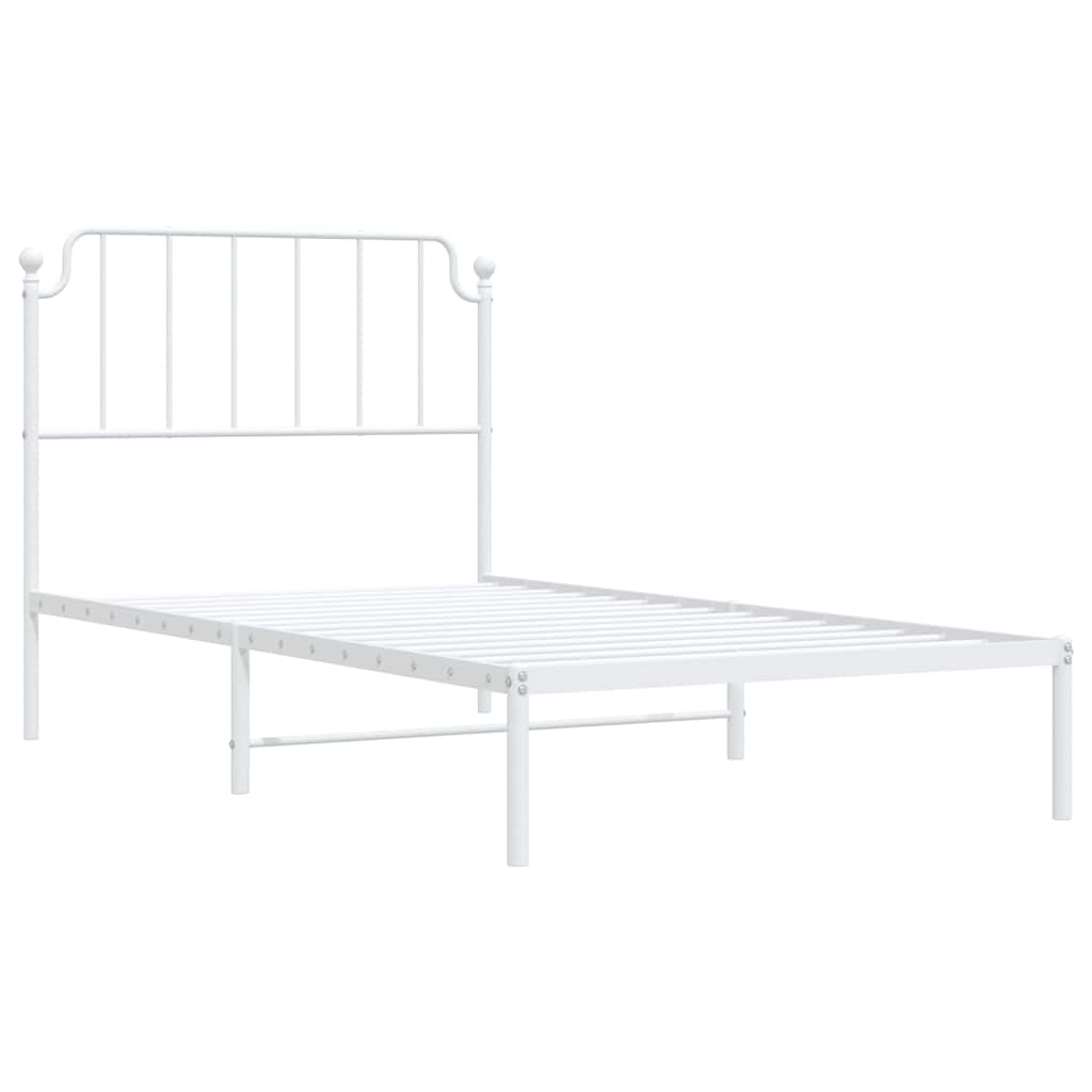 Sengeramme i metall med hodegavl hvit 100x190 cm