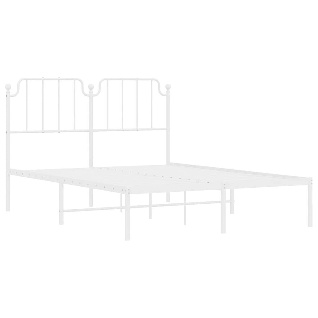 Sengeramme i metall med sengegavl hvit 150x200 cm