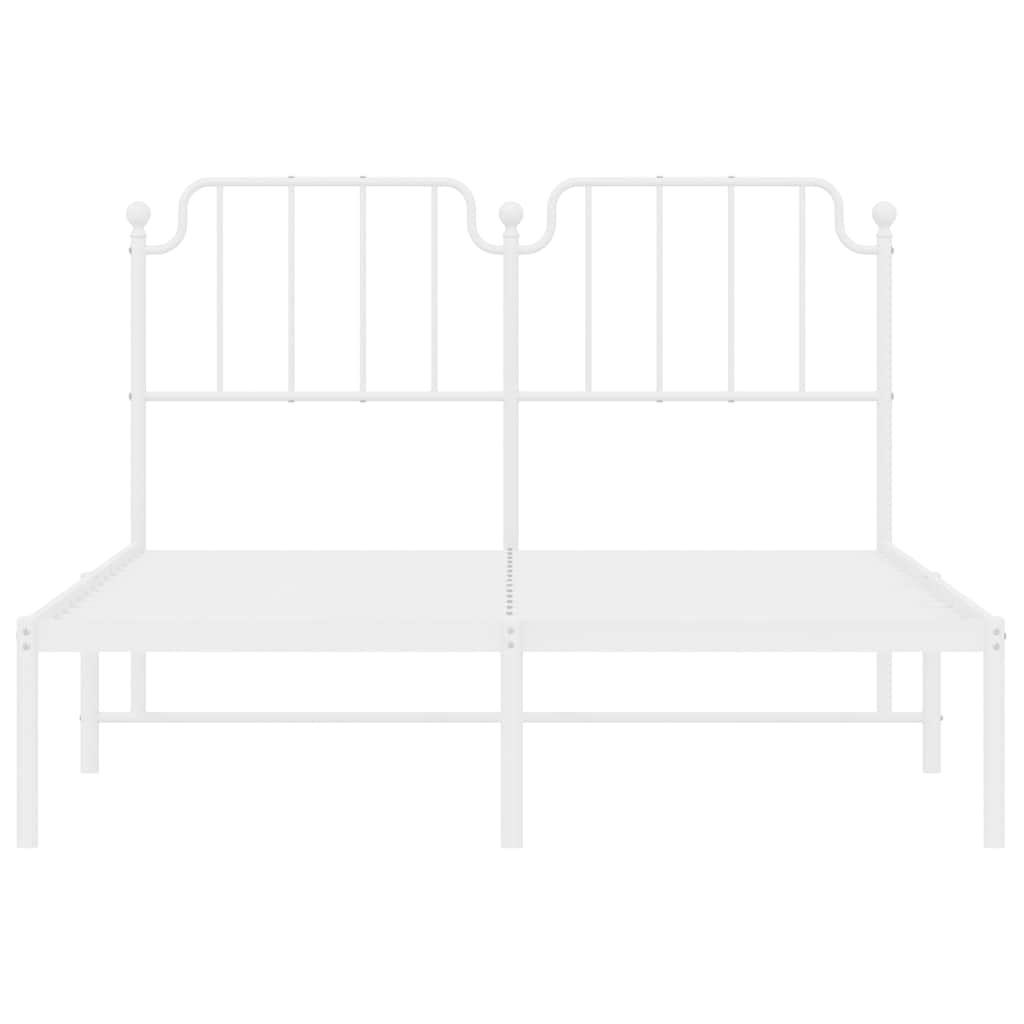Sengeramme i metall med sengegavl hvit 150x200 cm