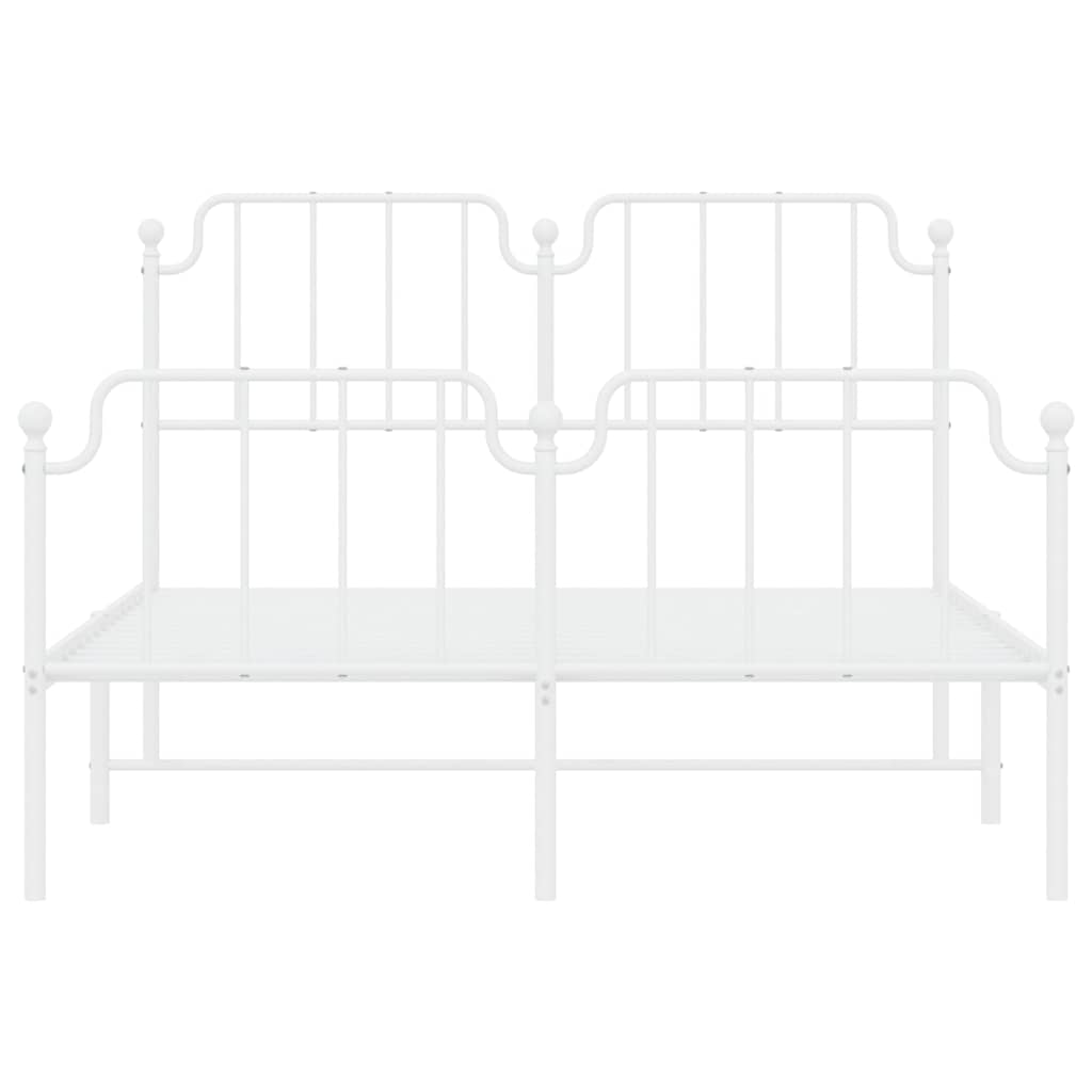 Sengeramme i metall med hode- og fotgavl hvit 135x190 cm