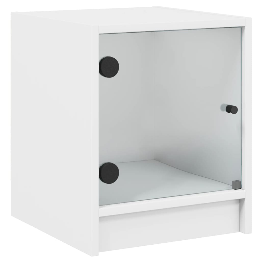 Nattbord med glassdører 2 stk vhit 35x37x42 cm