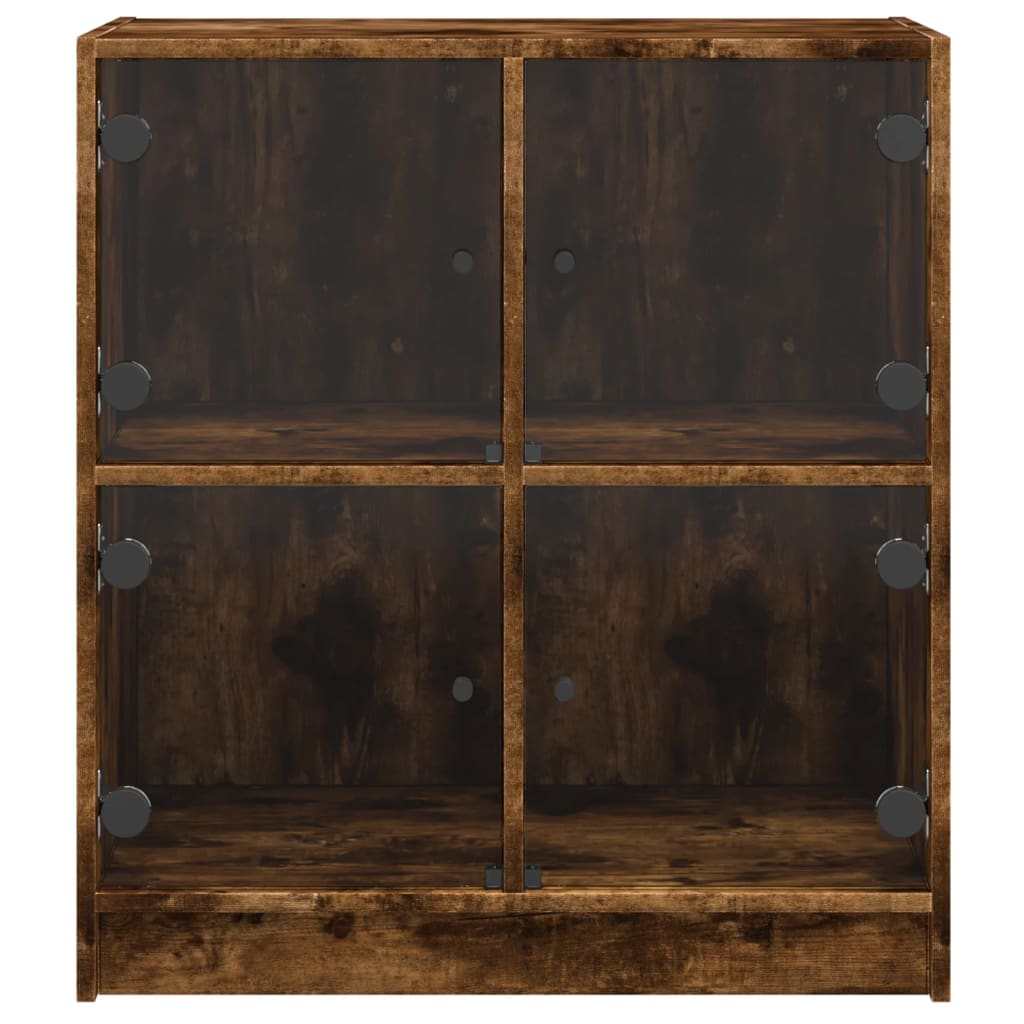Sideskap med glassdører røkt eik 68x37x75,5 cm