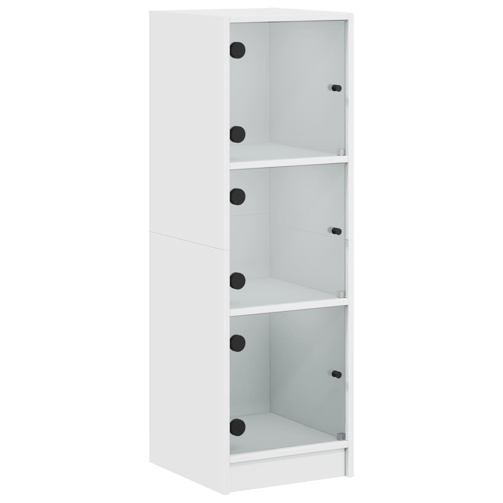 Highboard med glassdører hvit 35x37x109 cm