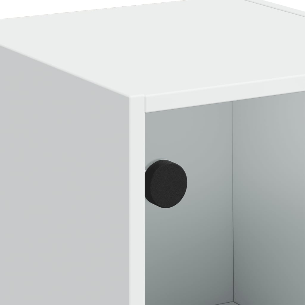 Highboard med glassdører hvit 35x37x109 cm