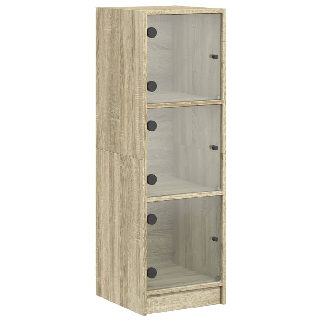 Highboard med glassdører sonoma eik 35x37x109 cm