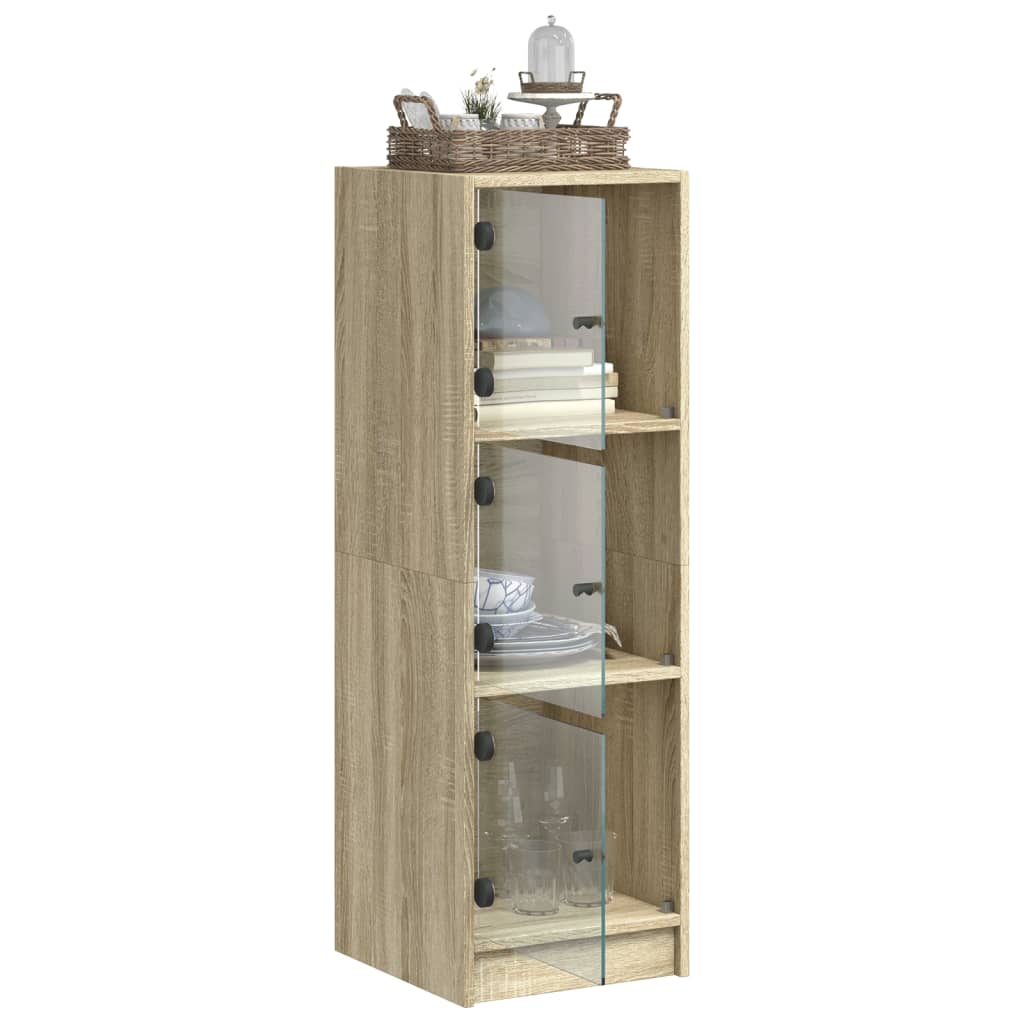 Highboard med glassdører sonoma eik 35x37x109 cm