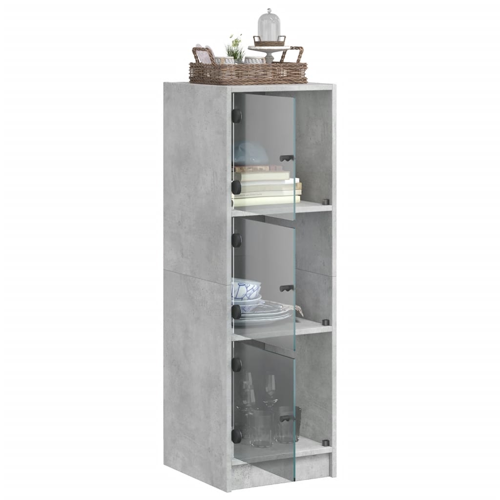Highboard med glassdører betonggrå 35x37x109 cm