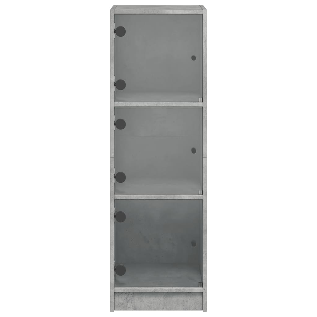 Highboard med glassdører betonggrå 35x37x109 cm