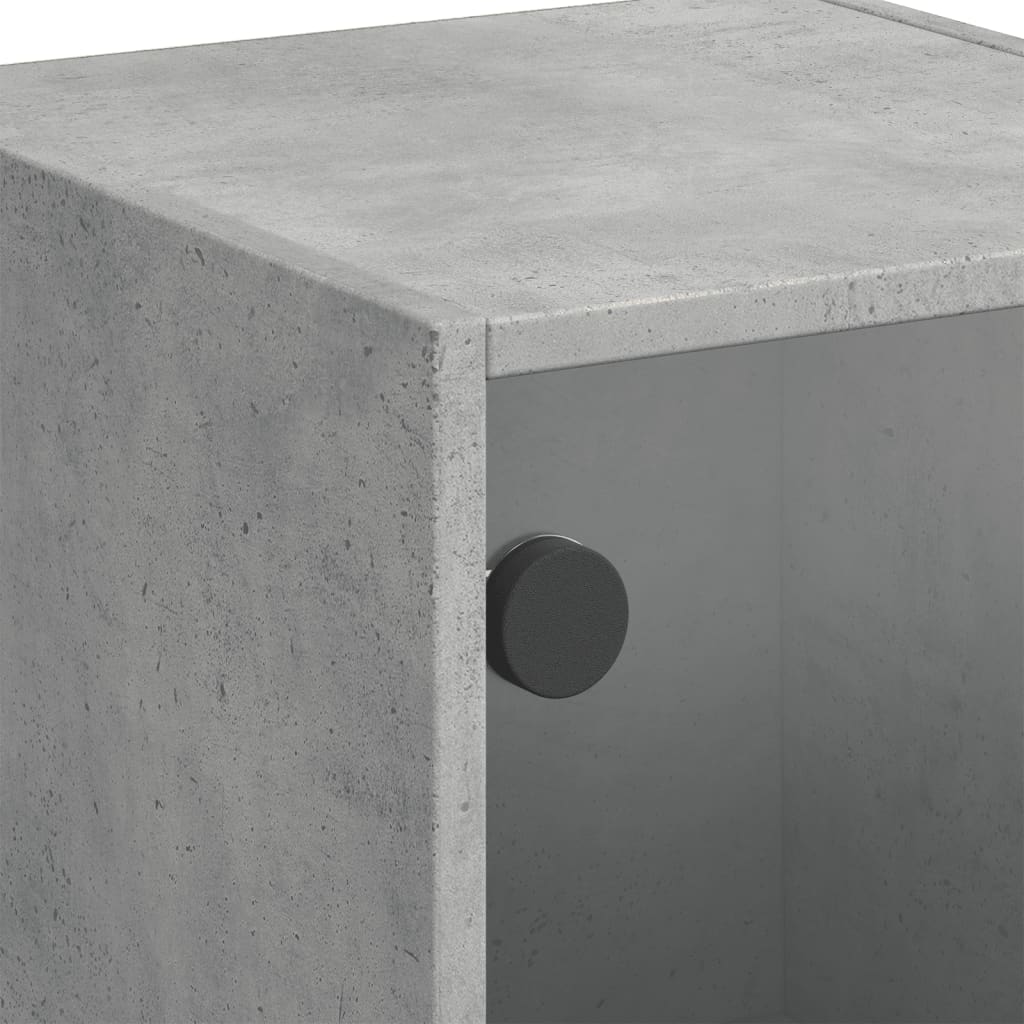 Highboard med glassdører betonggrå 35x37x109 cm