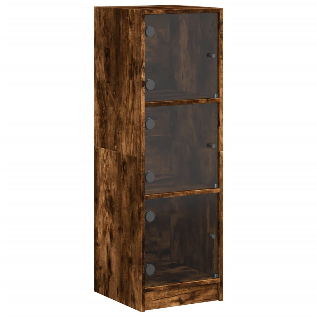 Highboard med glassdører røkt eik 35x37x109 cm