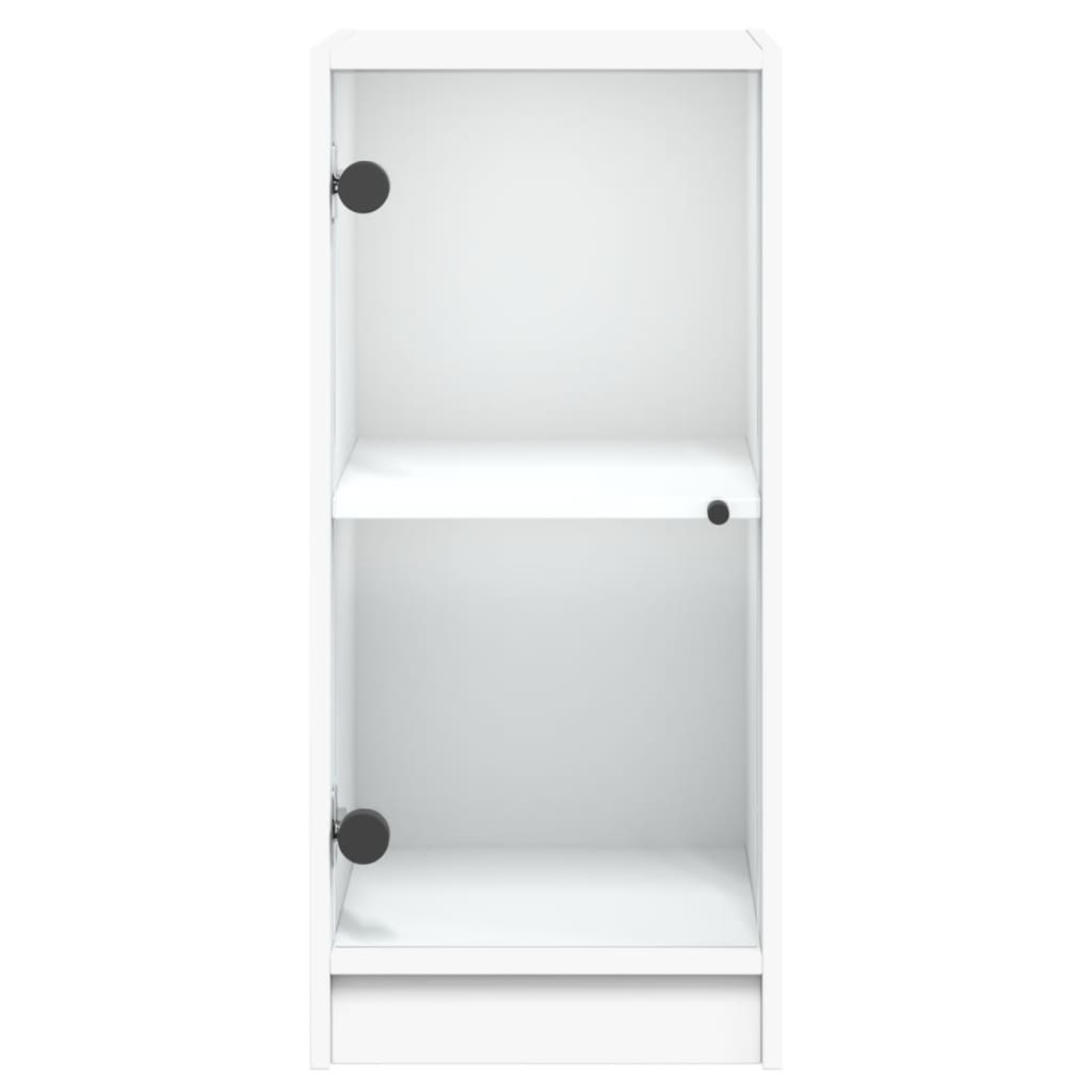 Sideskap med glassdører hvit 35x37x75,5 cm