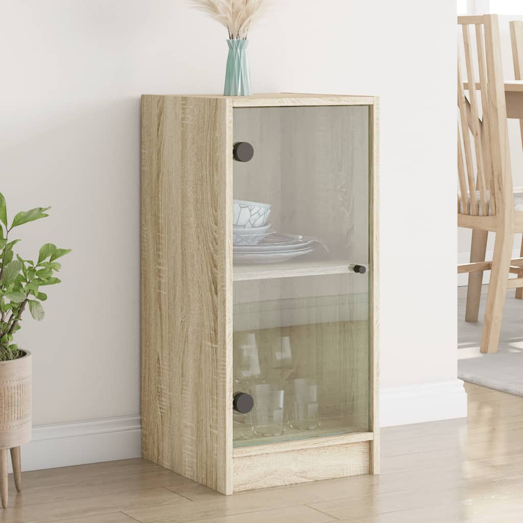 Sideskap med glassdører sonoma eik 35x37x75,5 cm