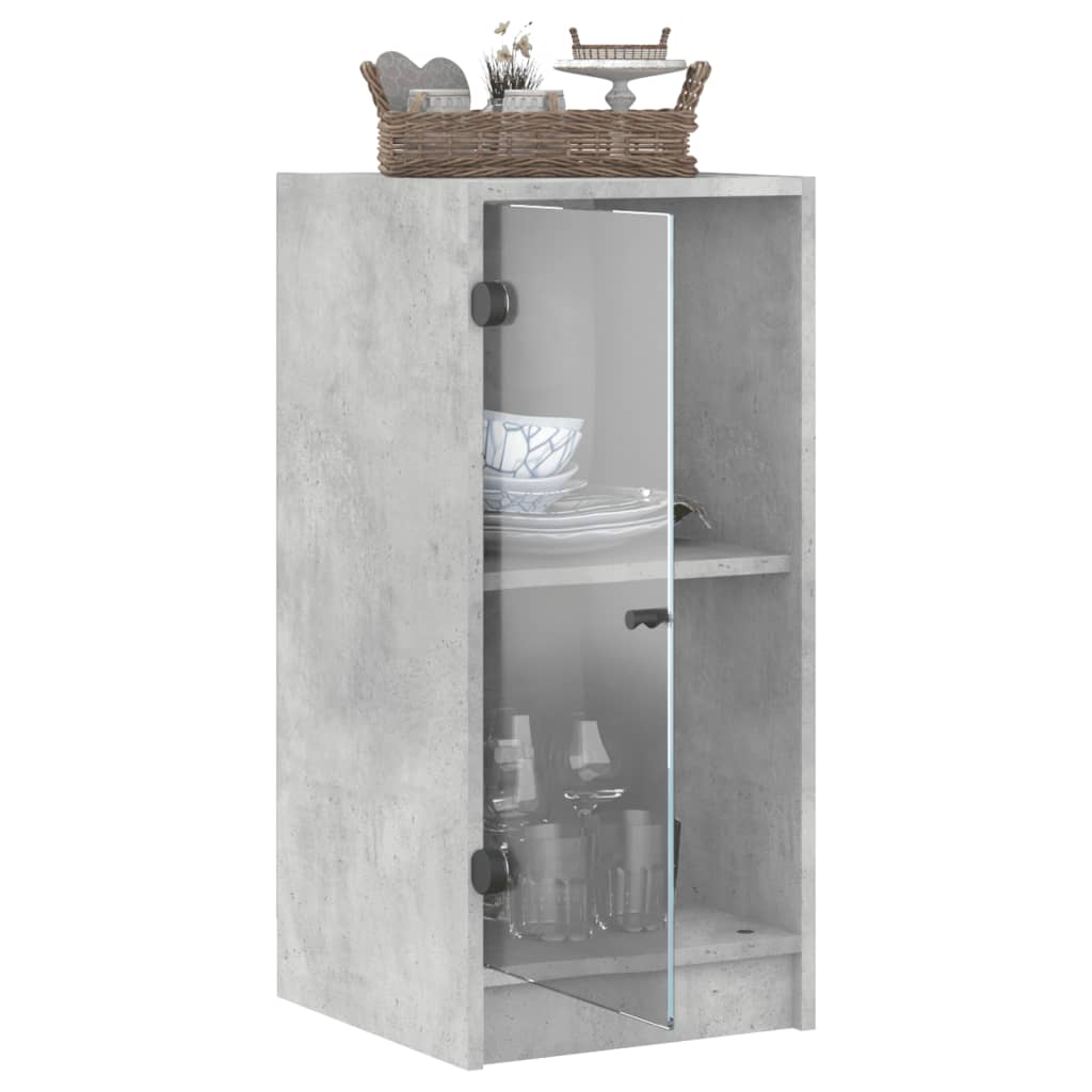 Sideskap med glassdører betonggrå 35x37x75,5 cm