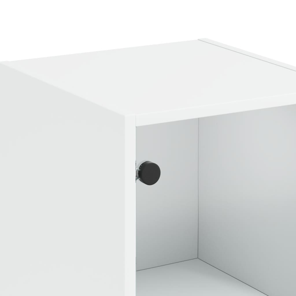Highboard med glassdører hvit 35x37x142 cm