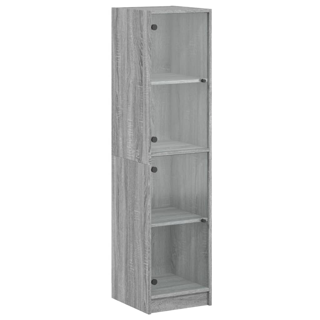 Highboard med glassdører grå sonoma 35x37x142 cm