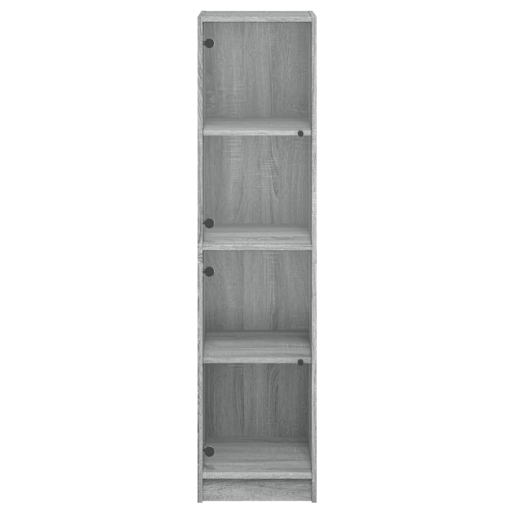 Highboard med glassdører grå sonoma 35x37x142 cm