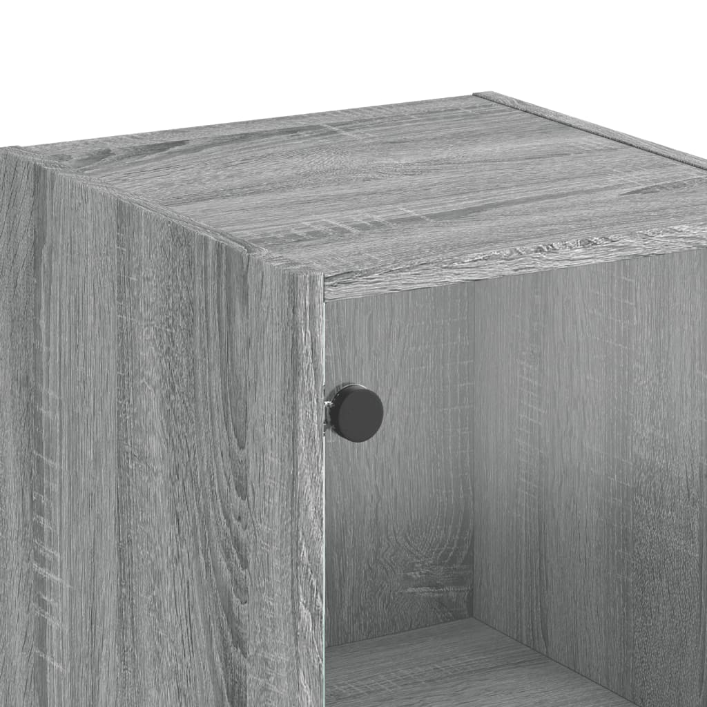 Highboard med glassdører grå sonoma 35x37x142 cm