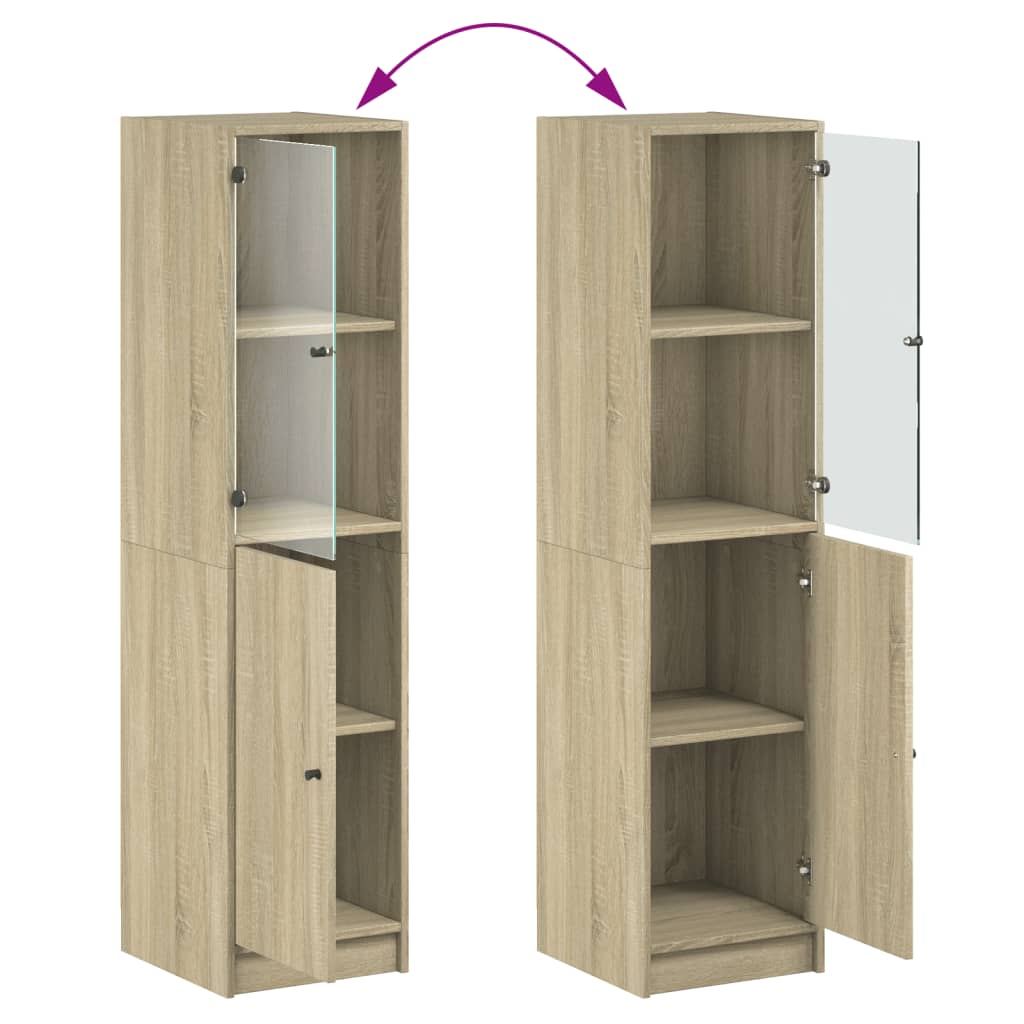 Highboard med glassdører sonoma eik 35x37x142 cm