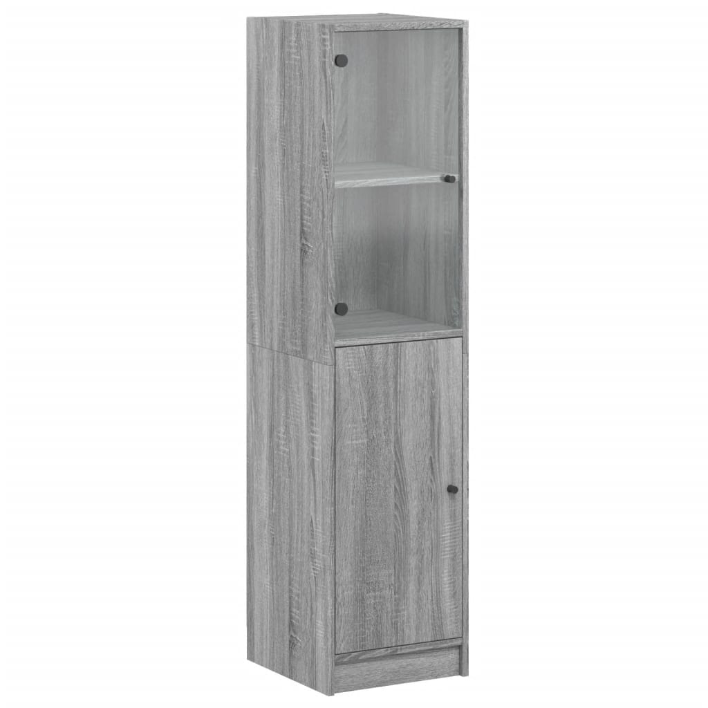 Highboard med glassdører grå sonoma 35x37x142 cm