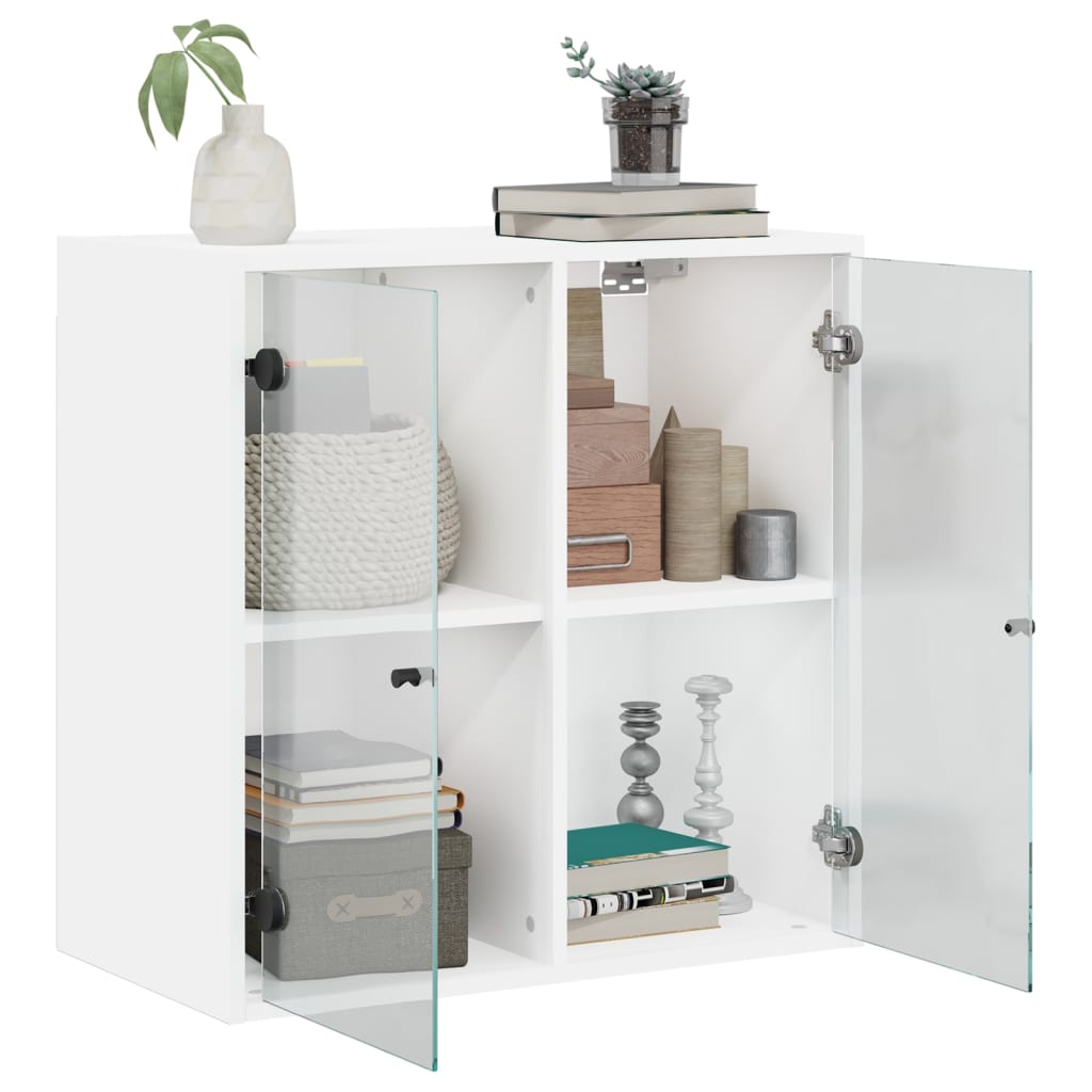 Sideskap med glassdører hvit 68x37x68,5 cm