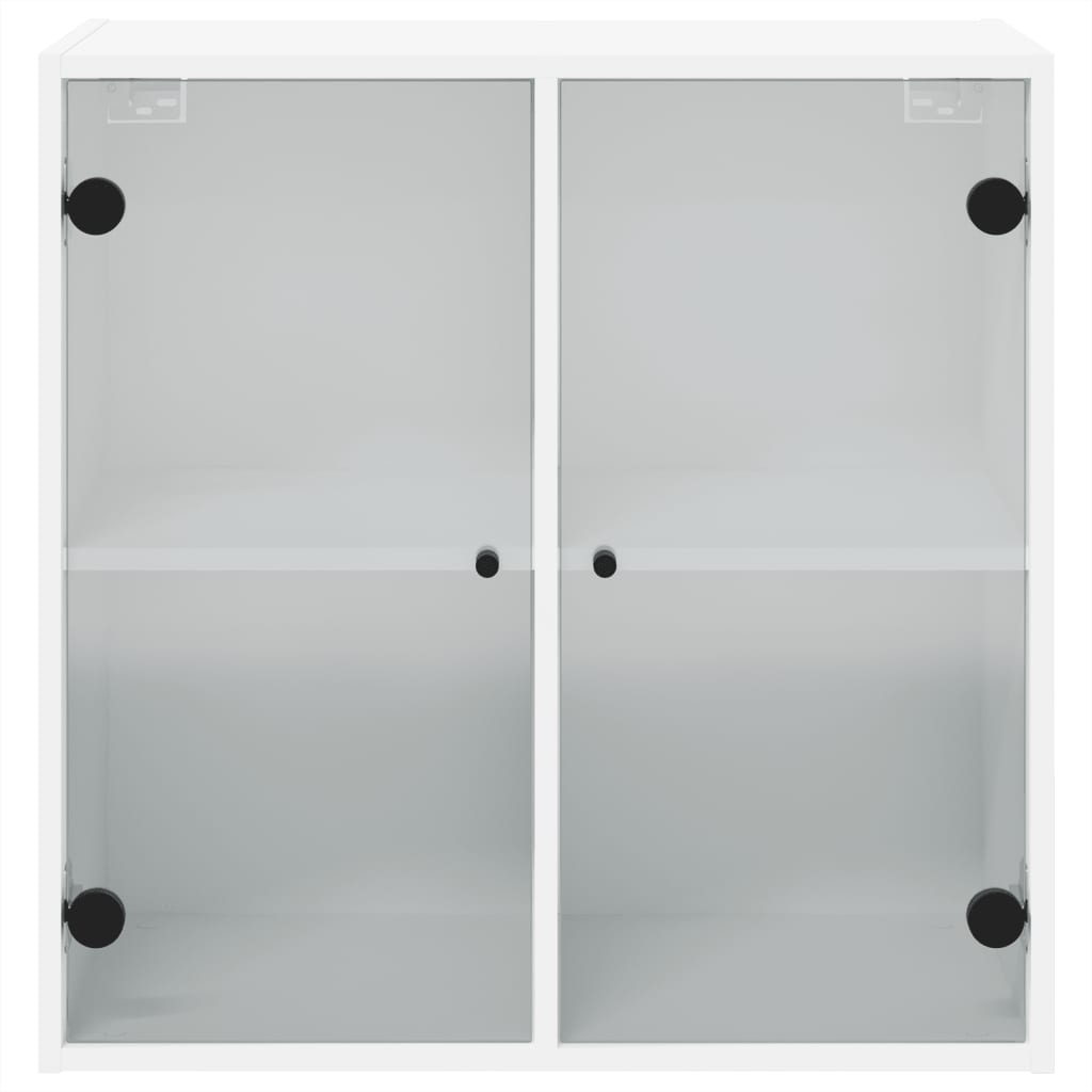 Sideskap med glassdører hvit 68x37x68,5 cm