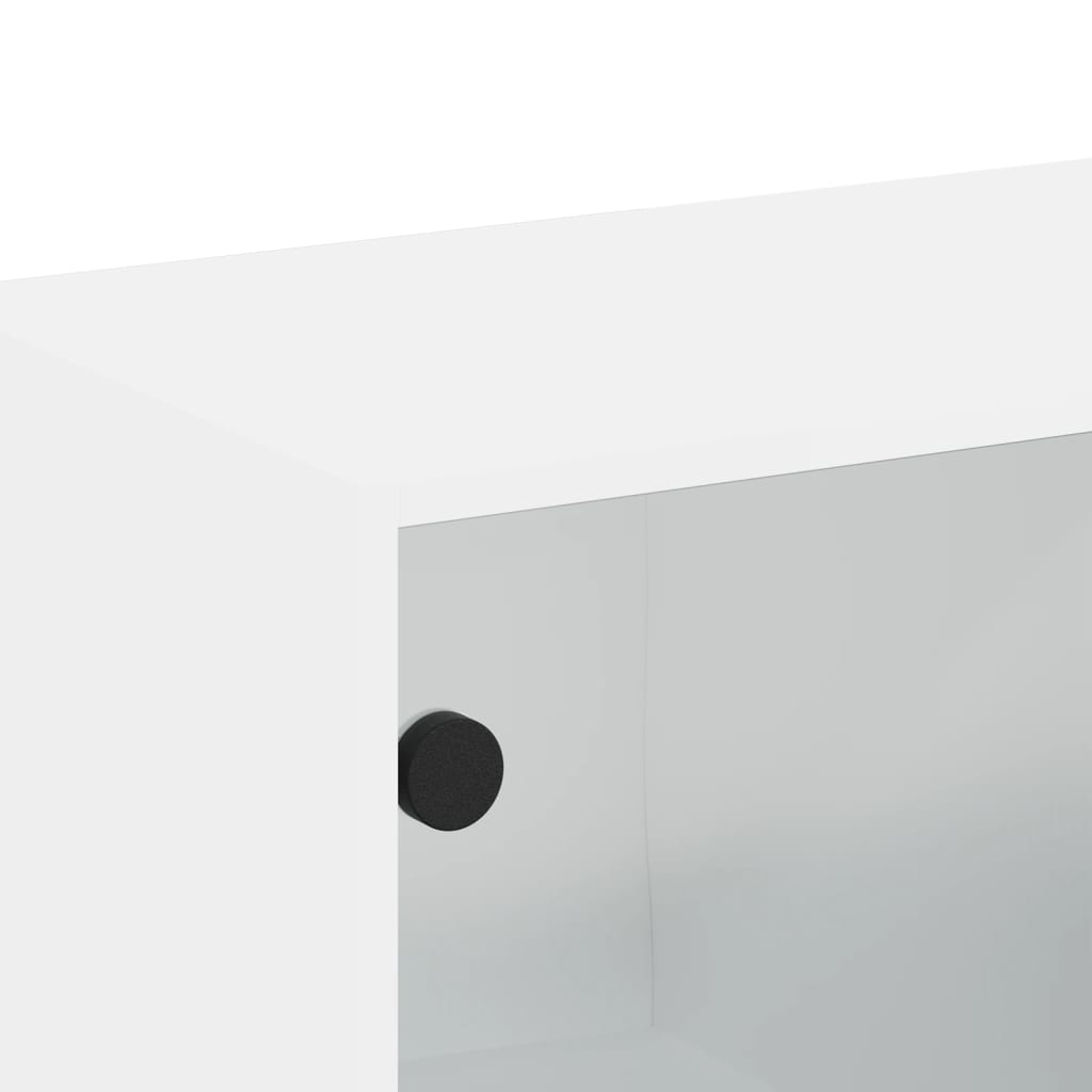 Sideskap med glassdører hvit 68x37x68,5 cm