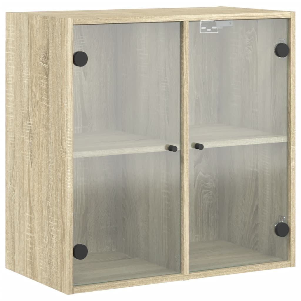 Sideskap med glassdører sonoma eik 68x37x68,5 cm