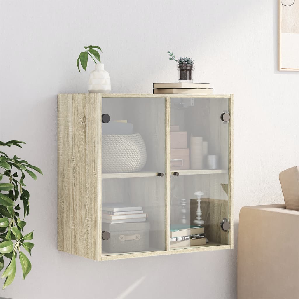 Sideskap med glassdører sonoma eik 68x37x68,5 cm