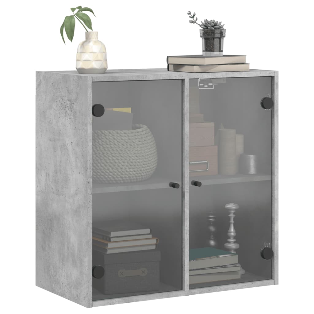 Sideskap med glassdører betonggrå 68x37x68,5 cm