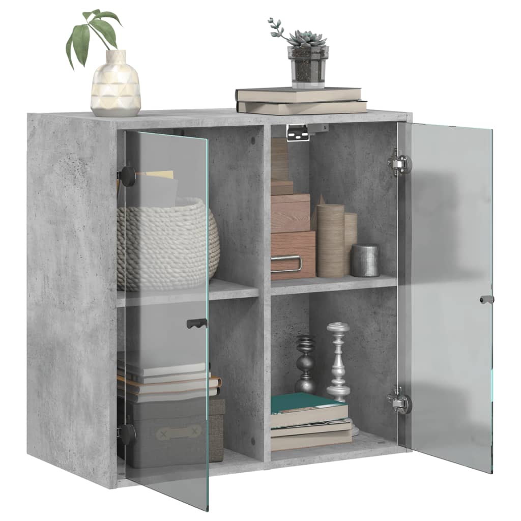 Sideskap med glassdører betonggrå 68x37x68,5 cm