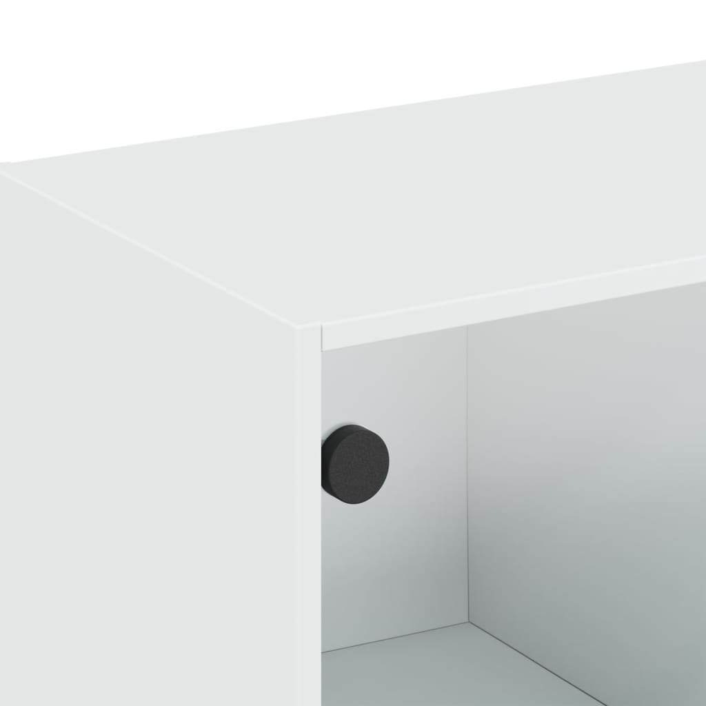 Sideskap med glassdører hvit 102x37x35 cm