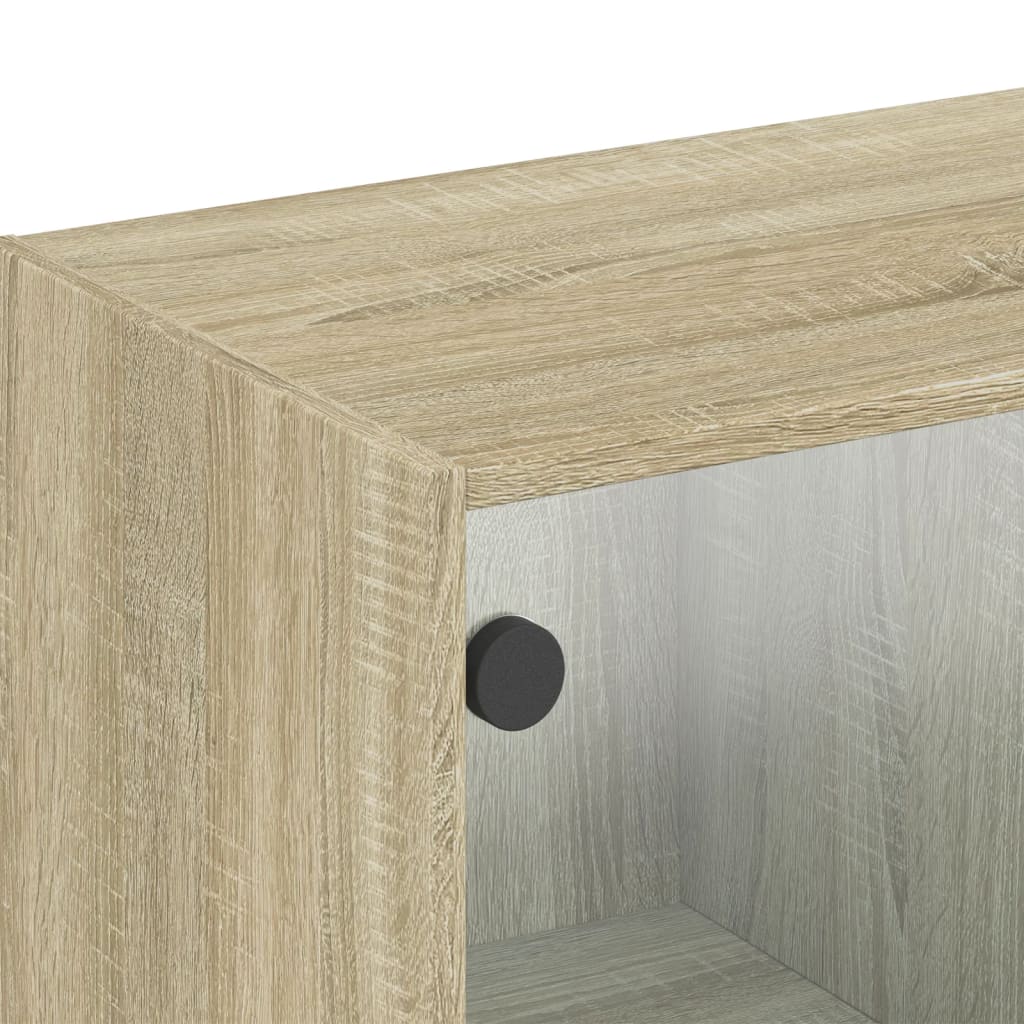 Sideskap med glassdører sonoma eik 102x37x35 cm