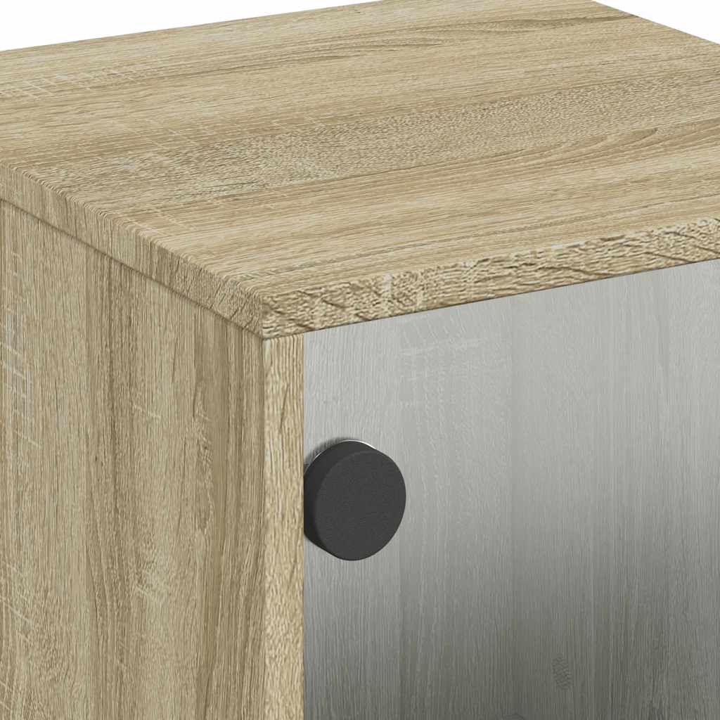 Nattbord med glassdører 2 stk sonoma eik 35x37x50 cm
