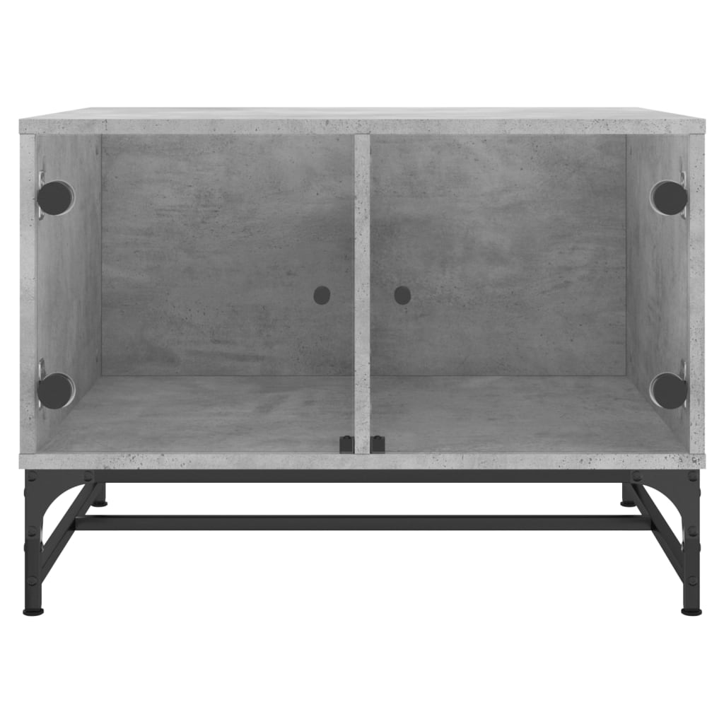 Salongbord med glassdører betonggrå 68,5x50x50 cm