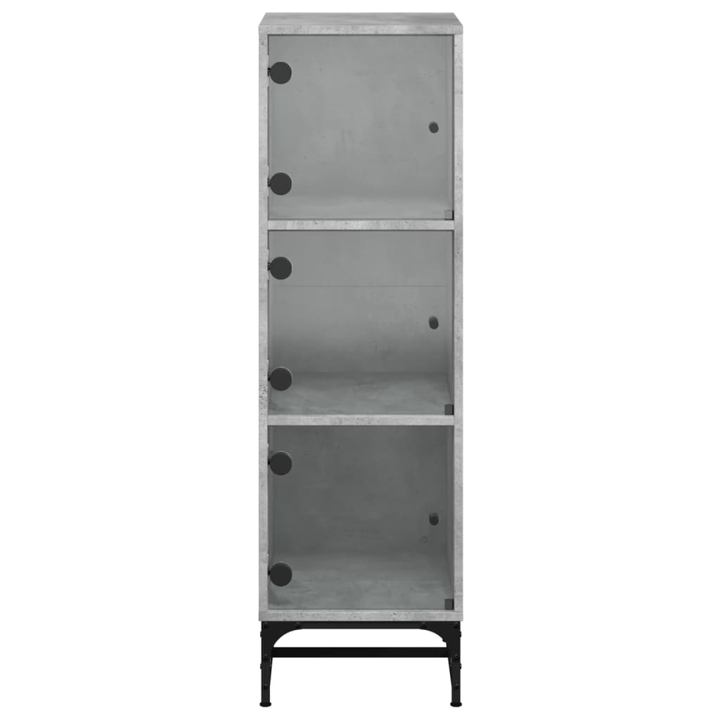 Highboard med glassdører betonggrå 35x37x120 cm