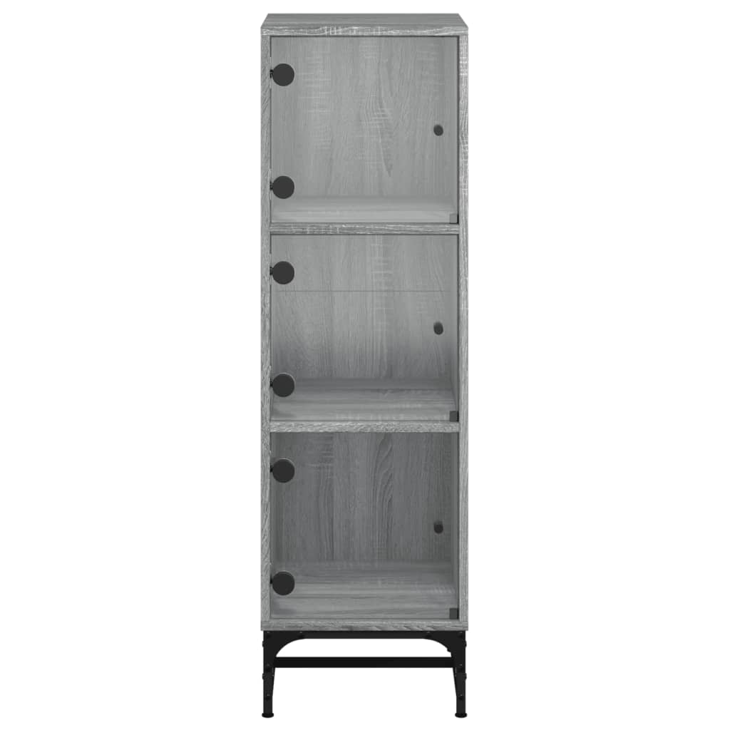 Highboard med glassdører grå sonoma 35x37x120 cm