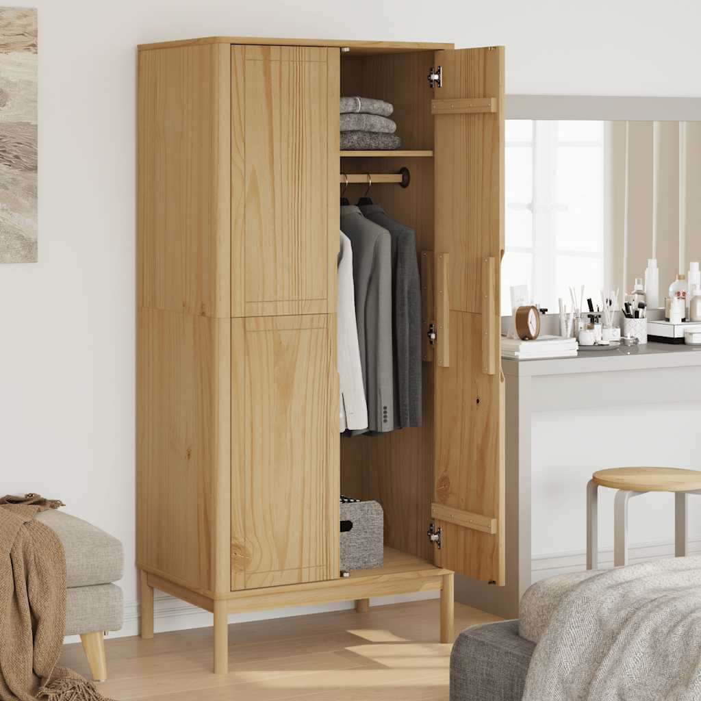 Garderobe FLORO voksbrun 77x53x171 cm heltre furu