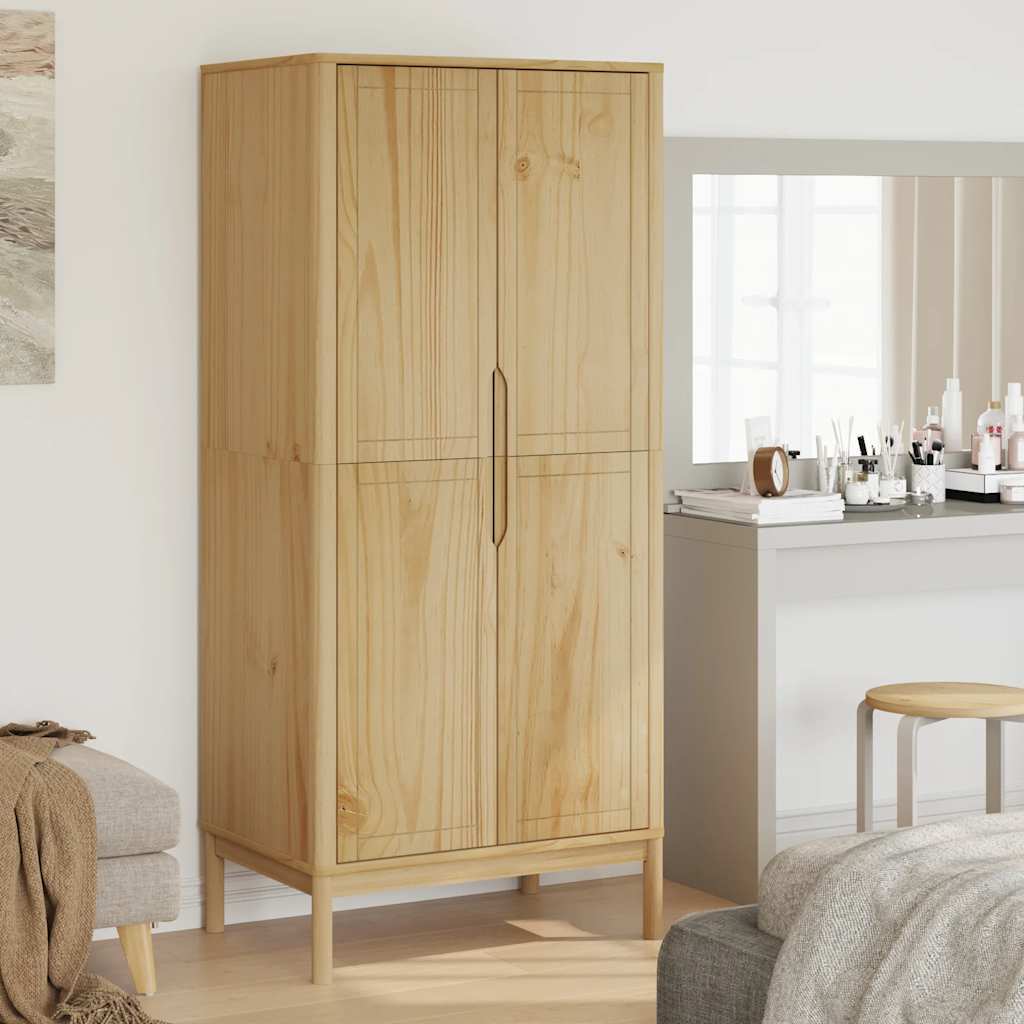 Garderobe FLORO voksbrun 77x53x171 cm heltre furu