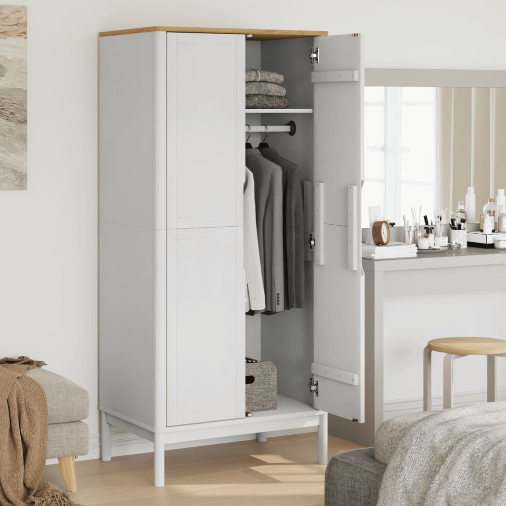 Garderobe FLORO hvit 77x53x171 cm heltre furu